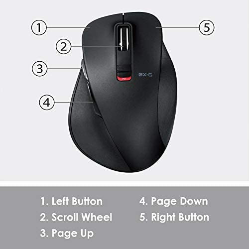 Elecom Bluetooth Wireless Mouse, Slient, Quiet Click, Ergonomic Design 5 Buttons For Ipad, Laptop, Notebook, Pc And Mac, Large Size (M-Xgl10Bbsbk-Us) #TOP5