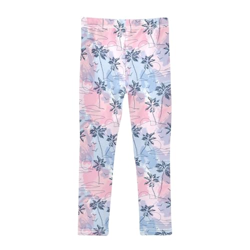 Tropical Island Girls Leggings,Workout Leggings for Girls Toddler Athletic Leggings Size for 3-10T2