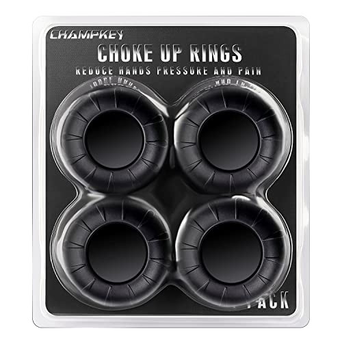 CHAMPKEY Premium Choke up Rings 4-Pack for Youth Baseball, Softball and Tee Ball (Black)