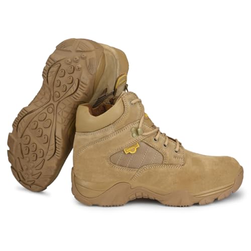 Image of Mikaasa Men's Assault Sky Weight Hybrid 6.0 Side Zip Military and Tactical Work Boot - 6 Inches Combat Boots, Lightweight Comfortable Shoes, Durable and Breathable Desert, Motorbike Boot, Beige