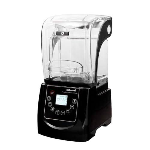 Turbosaver Professional Digital Blender, 2200W High-Speed Smoothie Maker with Noise-Reducing Cover, 50 oz BPA-Free Jar, 4 Preset Programs for Ice Crushing & Soup, TB-020C (Black)