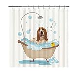 GABSHAIM Lovely Shower Curtain Funny Basset Hound Dog in A Bathtub Shower Curtains Cute Bath Curtain with Hooks Waterproof Bathroom Bathtub Decor for Pet Lover 66x72 Inch Style 2