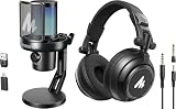 MAONO Wireless Gaming Microphone DM40 Pro + MH601 Professional Studio Monitor Headphones