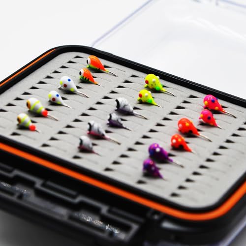 Alichino Ice Fishing Jig Set Ice Fishing Lures Micro Jig Head Hook Set for Panfish, Crappie, Walleye, Perch, Trout, Bluegill (18pcs Tungsten Ice Jigs Set)