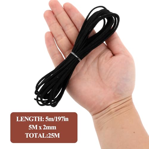 ZEYIYER 5 Stück Lederband Lederhalsbandkordel, 5 m Lederseil Halsbandseil Wildlederkordel Lederband für DIY Bastelarbeiten Schmuckherstellung