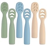 Eascrozn Baby Spoons Self Feeding 6+ Months Set, 6 Pack First Stage Baby Led Weaning Supplies, BPA Free, Toddler Utensils for Soft Tip Silicone Feeding Spoon, Boil and Dishwasher Safe