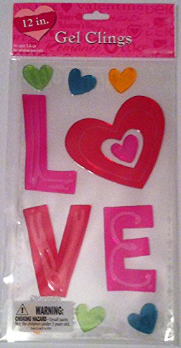 Valentine LOVE and Hearts Window Gel Clings