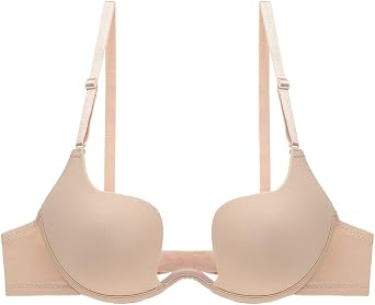 Bras for Women Sexy Push Up Cleavage Plunge Bra Deep U Multiway Convertible Low Back Bra with Clear Strap