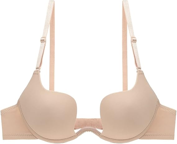 Bras for Women Sexy Push Up Cleavage Plunge Bra Deep U Multiway Convertible Low Back Bra with Clear Strap