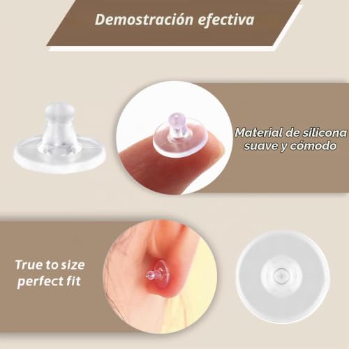 Miniatura 3 de Yolzhxe 500 Piezas Tuercas De Pendientes, 6 Tamaños Pendientes Con Caja, Transparente Silicona Cierres Oreja Repuesto, Hipoalergénicos Para Colgantes Manualidad Fabricación De Joyas