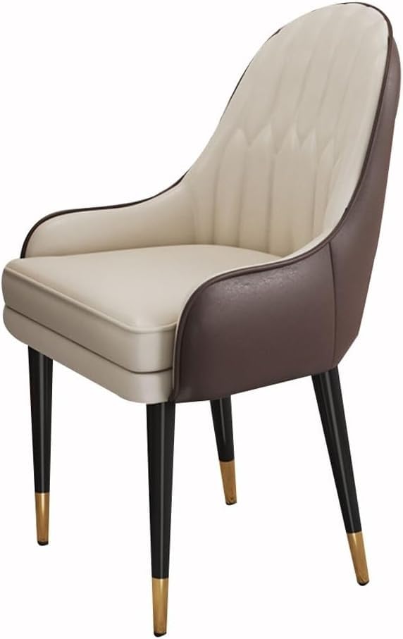 OZSSLJJ Kitchen Microfiber Leather Kitchen Dining Chair Modern Simple Bedroom Wedding Room Balcony Sofa Chair Makeup Chair(Coffee+Beige)