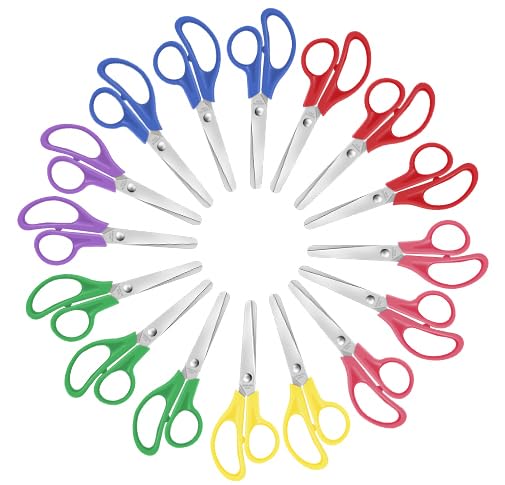 16 Packs Kids Blunt Tip Safety Scissors Bulk 5 Stainless Steel Craft Scissors for Preschool kindergarten Xnluothsk