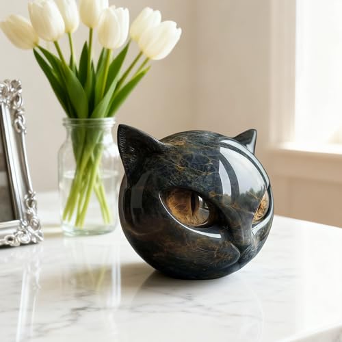 Escultura Gato Negro de Resina con Ojos Ámbar miniatura 6