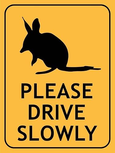 8"x12" Funny Vintage Tin Sign - Bandicoot (Please Drive Slowly) | Home Farmhouse Cafe Yard Indoor Outdoor Gift