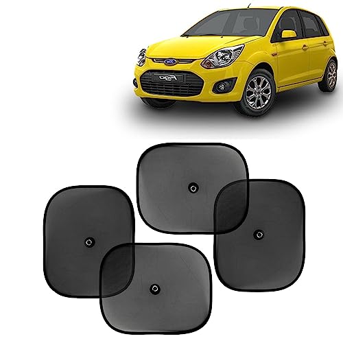 KINGSWAY Car Window Curtain Sticky Sun Shades Compatible with Ford Fi-N-Go, (Year 2008-2014), Universal Fit Sunshades for Side Window, Rear Window, Black Color, 4 Pieces