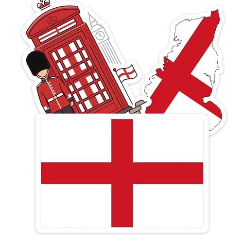 [3PCS] England Flag Sticker, England Stickers, Luggage Stickers, Bold Red