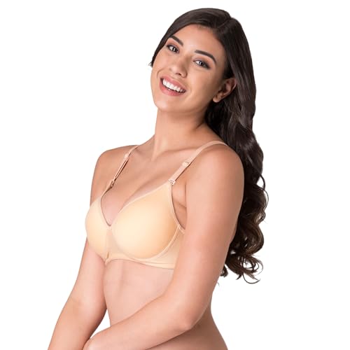 Image of Komli - Heavily Padded Push-Up Bra - Cotton Rich - Balconette - 3 /4th Coverage, Seamless, Wireless, Multiway Straps - T-Shirt Bra