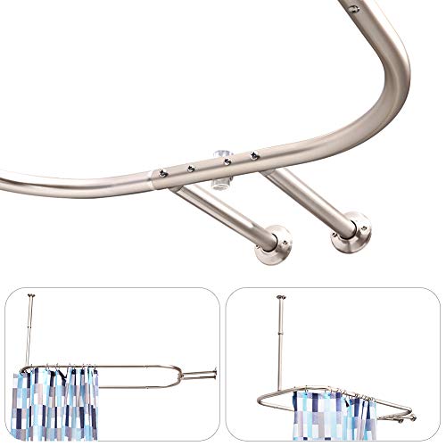 Prettyhome Shower Curtain Rod Hoop Square Shape Bathroom Heavy Duty No Rust Oval Shower Rod 58.3"X24" For Clawfoot Tub,For Free Standing Tubs Brushed Nickel #TOP4