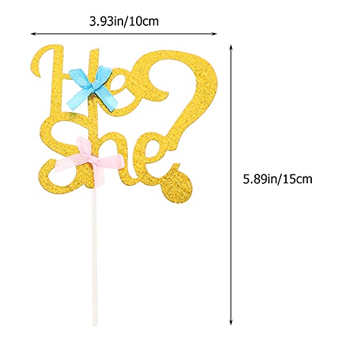Toddmomy 50 Pcs Ele Ou Cupcake Toppers Glitter Jumpsuit Cupcake Picks Gênero Revelar Cartões de Inse