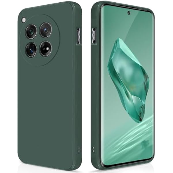 GiiYoon Silikonowy Etui do Oneplus 12, Miękką Wyściółką Wewnętrzną z Mikrofibry, Ochrona Aparatu 360 Stopni, Osłona Odporna na Uderzenia (Zieleń)