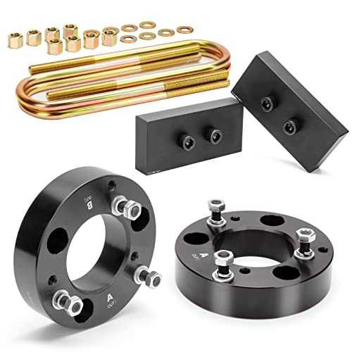 KSP F150 Full Leveling Lift KIts 2"F+1"R, Suspension Level Kit for Ford F150 2WD 4WD 2021-2022 Including 2inch Front Strut Spacers and 1inch Rear Lift Blocks with Extended U Bolts, Pack of 8pcs
