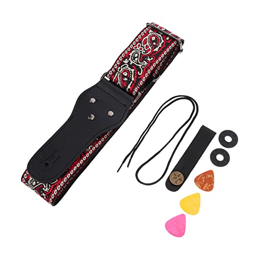 FAVOMOTO 1 Set Guitar Strap Vintage Ceinture Boho Ceinture Électrique Guitare Picks Sangle De Guitare Folk Acoustique Sangle De Guitare En Cuir Sangle De Guitare En Métal Rouge Guitare - Les Beatles, Paul McCartney, John Lennon, RIngo Starr, George Harrison FAVOMOTO 1 Set Guitar Strap Vintage Ceinture Boho Ceinture Électrique Guitare Picks Sangle De Guitare Folk Acoustique Sangle De Guitare En Cuir Sangle De Guitare En Métal Rouge Guitare