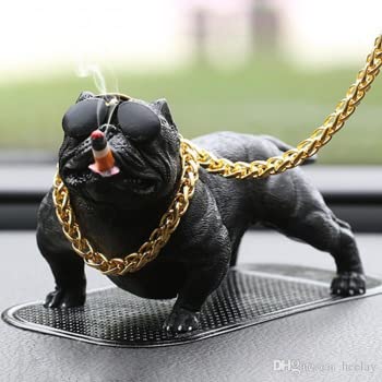 Pepino Best Pitbull Bully Dog with Gold Plated Chain for Car Dashboard, Car Interior Decoration