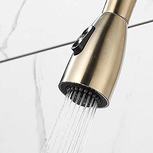 Robinet de cuisine or en acier inoxydable brossé avec douchette extractible moderne - 8