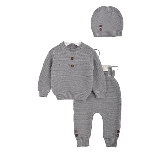 Ensemble de tricot pour bébé avec pull pantalon bonnet pour nouveau-né 0-12 mois
