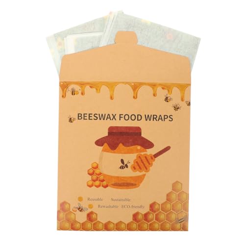 ORFOFE 3 paños de cera de abeja, sostenibles, reutilizables, para alimentos, ecológicos, cera de abeja, película adhesiva de materias primas orgánicas, libre de platikfrei y hecha a mano