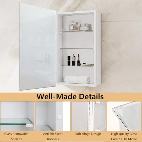 HESONTH Bathroom Medicine Cabinet, 22x30 inch Medicine Cabinet with Mirror, Rectangular Beveled Frameless Mirror, Recess or Surface Mount Installation by HESONTH - Used condition - Image 7