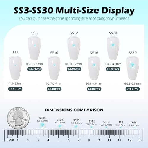 Image of F White Flatback Rhinestones, Glass Rhinestones for Nail Art and Craft, Glue Fix, Loose Crystal Gemstones(F White, SS8, 1440pcs, 2.3-2.5mm)