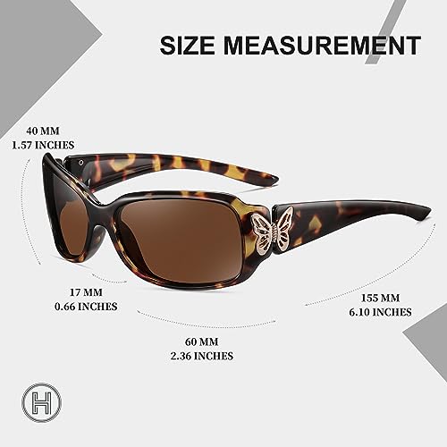 Image of HAOLOTA Women's Polarized Sunglasses - Fashionable Wraparound Butterfly Design with UV400 Protection
