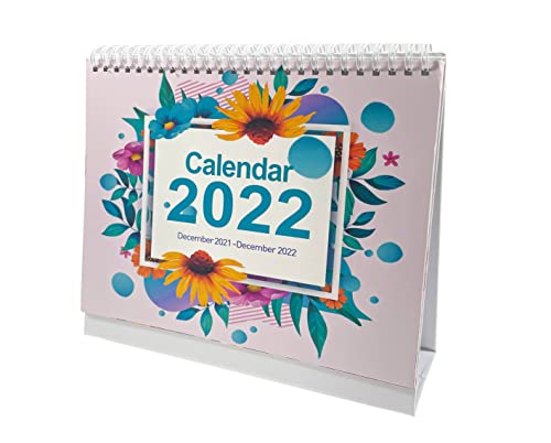 UNIQUE HM&LN Tischkalender 2022 Monatskalender, Tischplaner, Januar bis -Dezember 2022 Schreibtisch-Kalender mit Aufgabenliste 25 x 20cm Cover