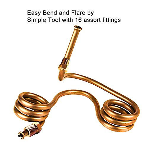 Muhize Upgraded Brake Line Tubing Kit - 25 Ft. Of 3/16 Copper Coated Flexible Tube, Roll 25 Ft 3/16" (Includes 16 Fittings) #TOP2