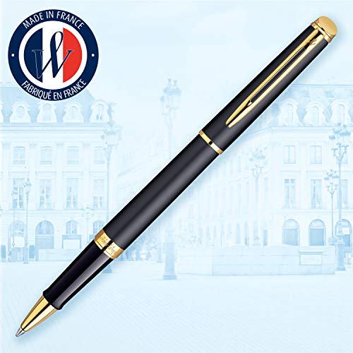 Waterman Hémisphère Rollerball Pen, Matte Black With 23K Gold Trim, Fine Point With Black Ink Cartridge, Gift Box #TOP1