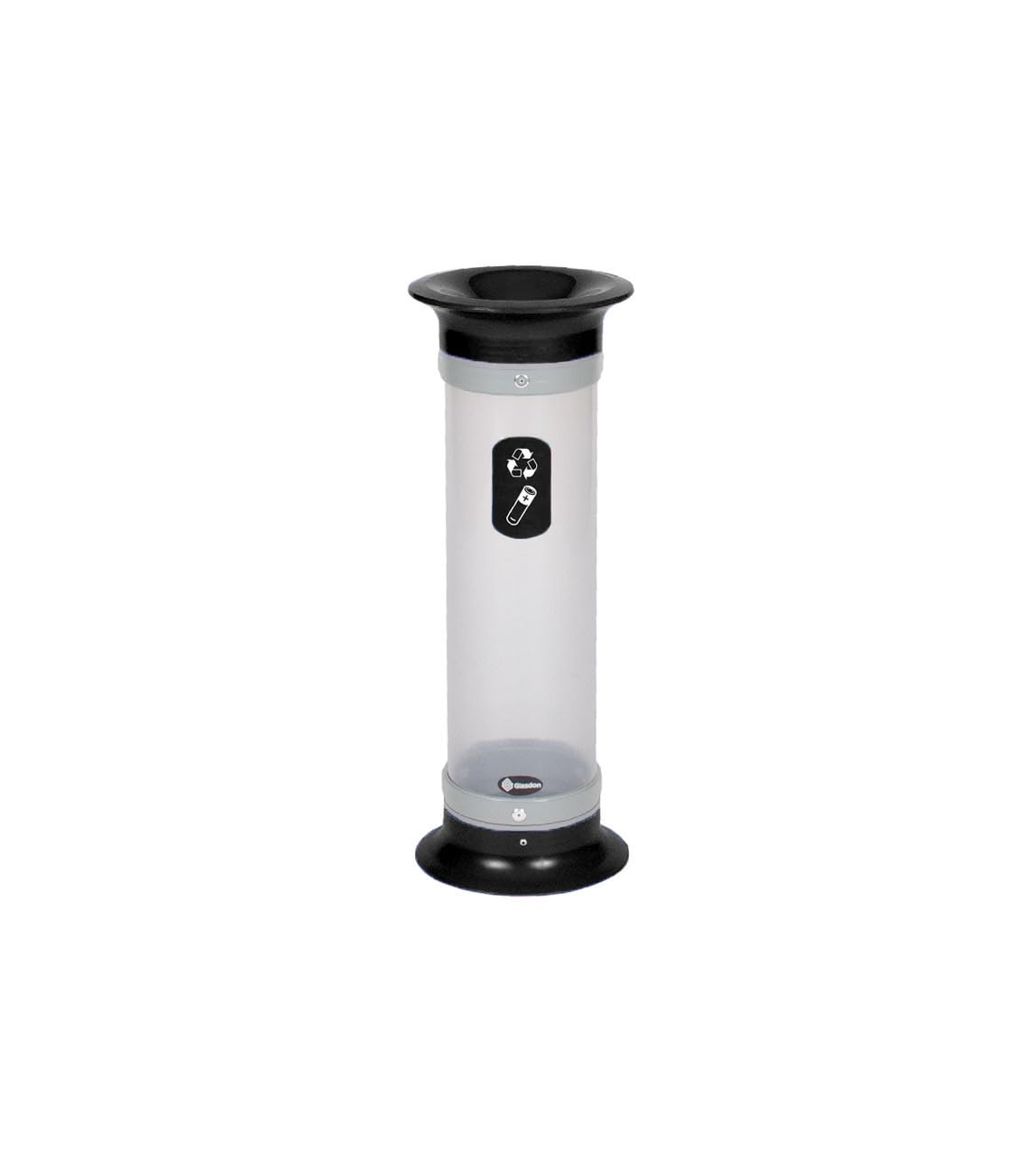 Contenedor de pilas Vision™ 10 (3 colores) – Recolector de residuos de pilas pequeño – Tubo de recogida de pilas transparente compacto de 10 litros (Negro)