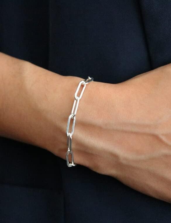 Silver Bracelet for Women 3mm Diamond-Cut Paperclip Chain Bracelet for Men 6.5/7/7.5/8/8.5/9 Inch - Image 3