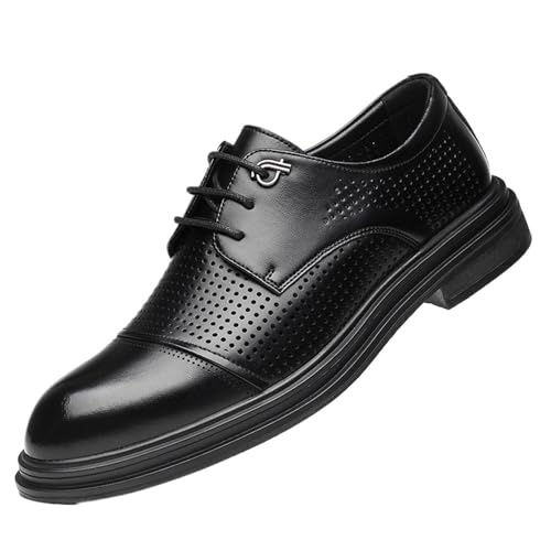 Men's British Style Pointed Toe Oxfords Business Dress Shoes for Wedding & Office Comfortable Leather