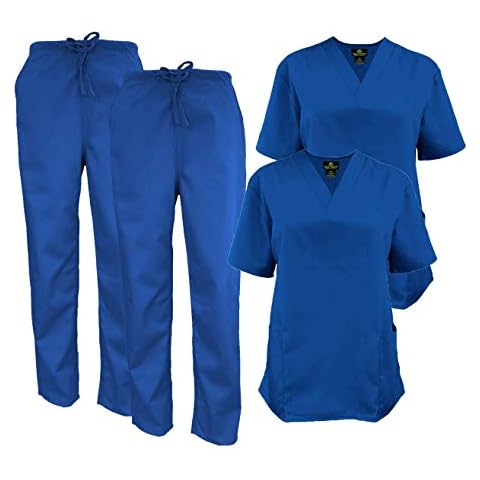 M&M SCRUBS Men's Scrub Set Medical Scrub Tops and Pants - Pack of 2 Set (Dark Royal Blue, Medium) Cover