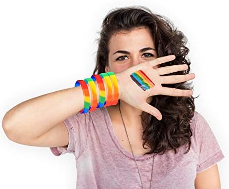 TUPARKA 20pcs Gay Pride Wristbands LGBT Lesbian Rainbow Wristbands Silicone Sports Rubber Bracelets 6 Colors