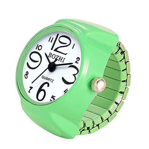 Ibohevo 腕時計リング 女性用 指 8個 防水 ユニ アラビア数字 フィンガーウォッチ メンズ レトロ ノベルティ リングウォッチセット, グリーン