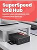 Hub USB C de 4 puertos Gearmo, Hub USB 3.2 delgado, adaptador de corriente de 48W (GM-CC4XUH-M) | Listo para estación de trabajo, montable, con alimentación, 10Gbps Tipo C, protección ESD de 15kV | Sincronización de datos y carga 4