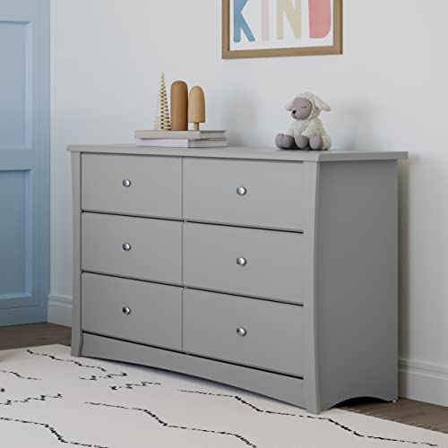 image for Storkcraft Crescent 6 Drawer Double Dresser (Pebble Gray) – GREENGUA