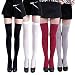 HDE Women's 4-Pack of Solid Color Opaque Sexy Thigh High Stockings Socks (One Size Plus)