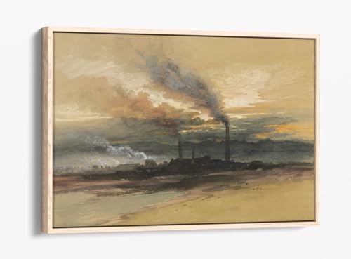 Toile Smelting Works at Denver avec cadre bois chêne 76cm