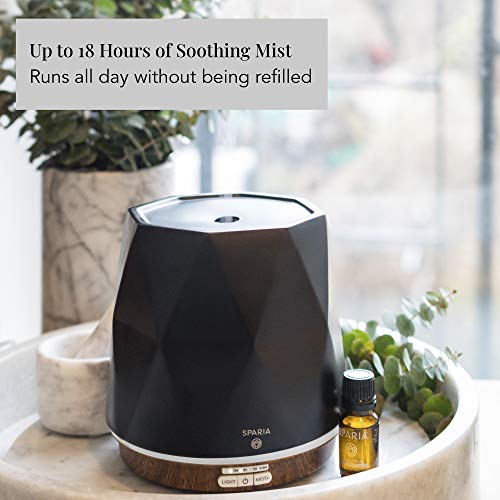 Sparia Ceramic Ultrasonic Essential Oil Diffuser For Aromatherapy, Matte Black With Wood Grain, 300Ml, 18 Hour Runtime #TOP2