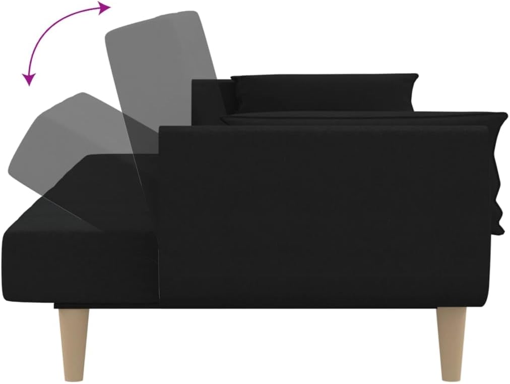 Sofa Bed Black 100% Polyester Living Room Furniture