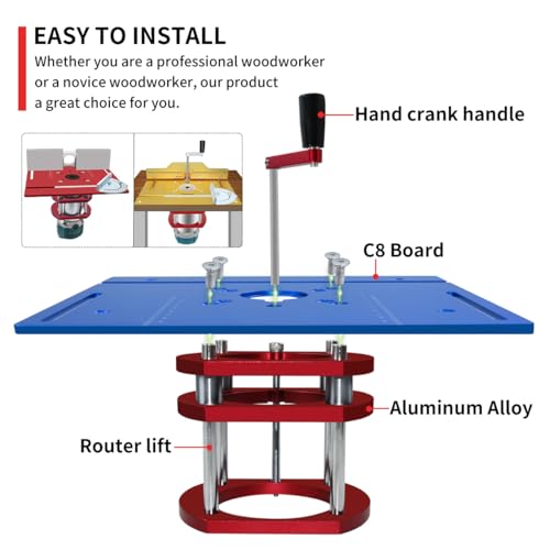 Elevador de mesa de roteador durável com fixação de 4 mandíbulas, base de sistema de elevação de for