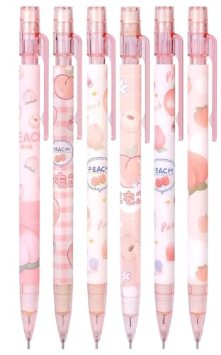 TRHDFW 6 lápices mecánicos, portaminas con 1 caja de recambio de lápiz de 0,5 mm y borradores para estudiantes, escritura, pintura, bocetos, arquitectura